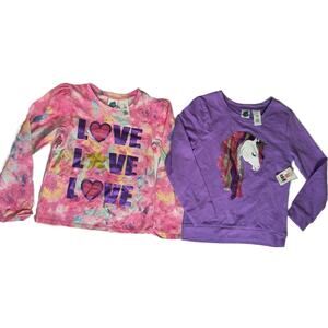 Extremely Me Girls Set of T-Shirt Sequin Unicorn Tie-Dye Pink/Blue Size 7/8 G001